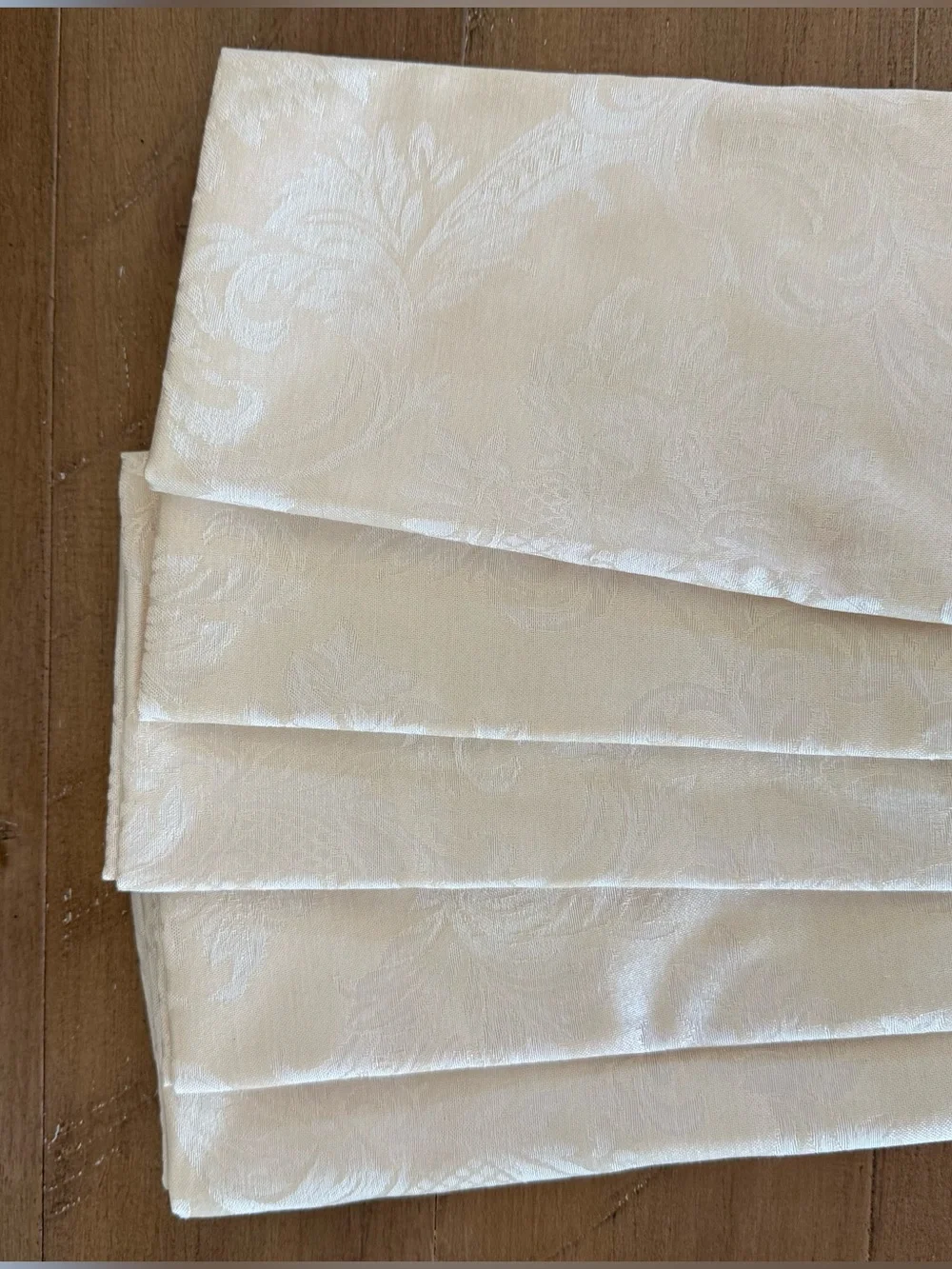 Set 5 Cream Damask Napkins Vintage Macy’s New Old Stock Elegant